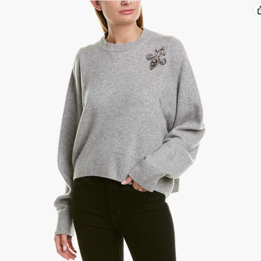 THE KOOPLES crew neck sweater with jeweled fleur de LYS detail